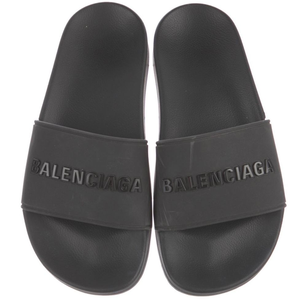 Balenciaga Black Pool Slide Sandals